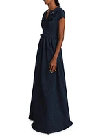 Estelle Embellished Jacquard Fit & Flare Gown