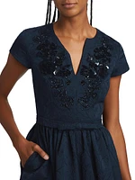 Estelle Embellished Jacquard Fit & Flare Gown