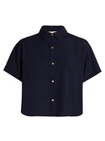 Pleated Short-Sleeve Shirt