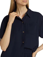 Pleated Short-Sleeve Shirt