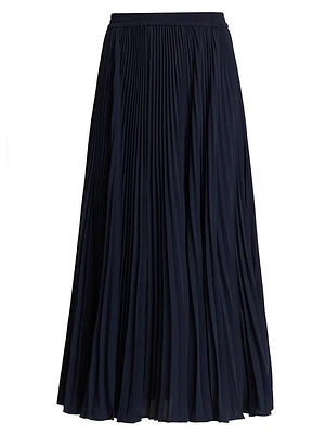 Pleated Satin Crepe Midi-Skirt