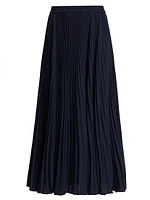 Pleated Satin Crepe Midi-Skirt