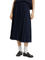 Pleated Satin Crepe Midi-Skirt