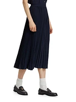 Pleated Satin Crepe Midi-Skirt