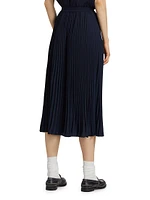 Pleated Satin Crepe Midi-Skirt