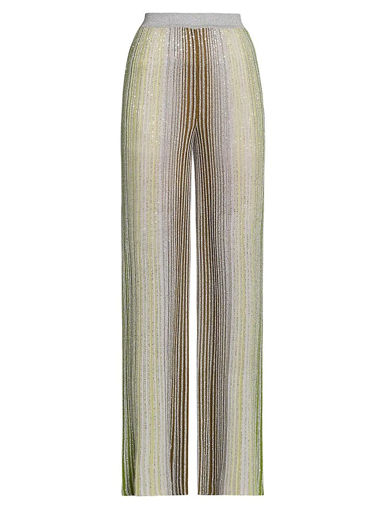 Sequined Pleated Trousers