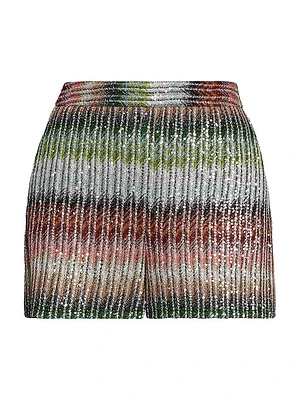 Sequined Chevron Knit Shorts