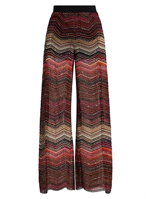 Metallic ZigZag Knit Pants