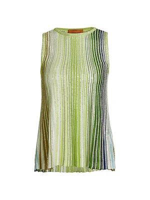 Metallic Rib-Knit Stripe Top