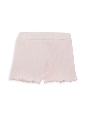 Baby Girl's & Little Stretch Raw-Edge Shorts