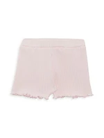 Baby Girl's & Little Stretch Raw-Edge Shorts