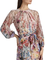 Chiffon Floral Tie-Waist Gown