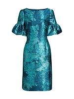 Floral Jacquard Cocktail Dress