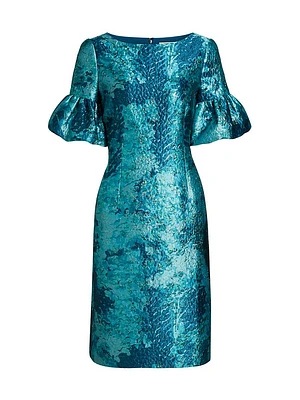 Floral Jacquard Cocktail Dress