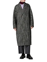 Technical Wool Coat with All-Over Chevron Pattern