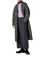 Technical Wool Coat with All-Over Chevron Pattern