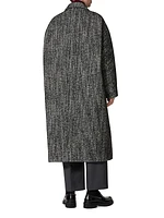 Technical Wool Coat with All-Over Chevron Pattern