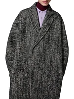 Technical Wool Coat with All-Over Chevron Pattern