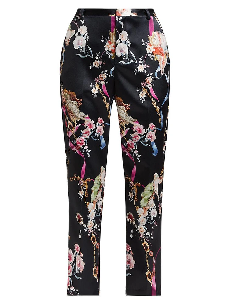 Ludivine Floral High-Rise Cropped Pants