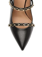 Maureen 85MM Chain Detailed Leather Mules