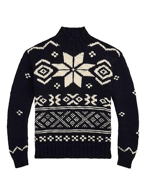 Snowflake Wool Turtleneck Sweater