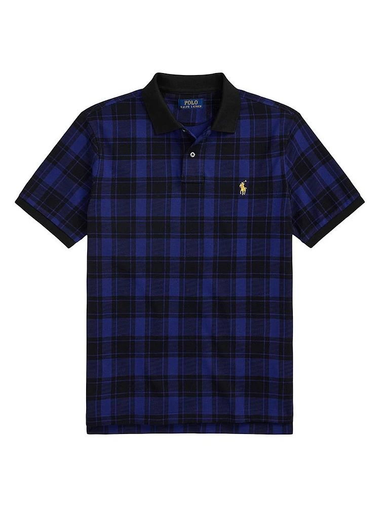 Custom Slim-Fit Plaid Mesh Polo Shirt