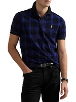 Custom Slim-Fit Plaid Mesh Polo Shirt