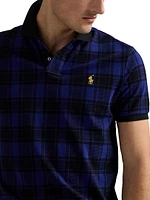 Custom Slim-Fit Plaid Mesh Polo Shirt