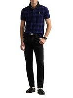 Custom Slim-Fit Plaid Mesh Polo Shirt