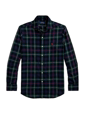 Classic-Fit Plaid Twill Button-Front Shirt