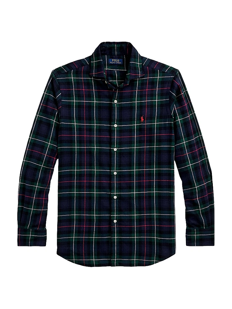Classic-Fit Plaid Twill Button-Front Shirt