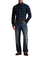 Classic-Fit Plaid Twill Button-Front Shirt