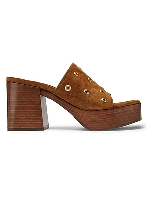 Velour 80MM Grommeted Suede Mules