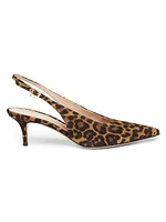 55MM Leopard Print Suede Slingback Pumps