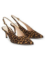55MM Leopard Print Suede Slingback Pumps