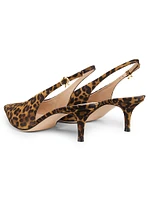 55MM Leopard Print Suede Slingback Pumps