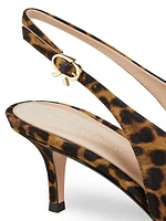 55MM Leopard Print Suede Slingback Pumps