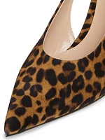 55MM Leopard Print Suede Slingback Pumps