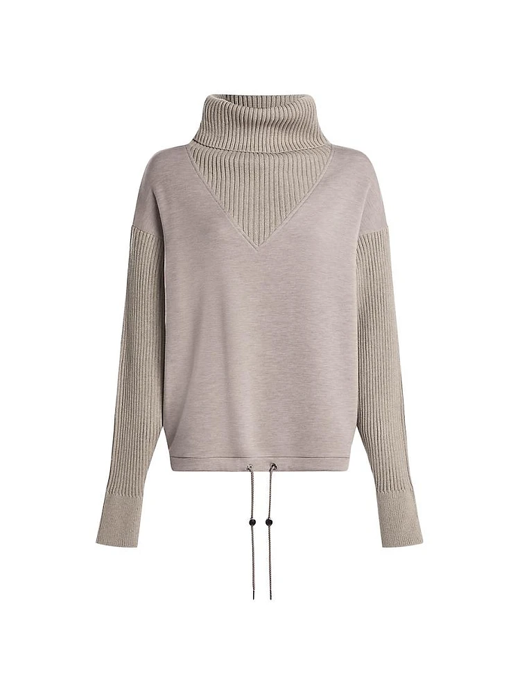 Hannah Rib-Knit Cowlneck Sweatshirt