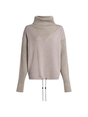 Hannah Rib-Knit Cowlneck Sweatshirt
