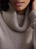 Hannah Rib-Knit Cowlneck Sweatshirt