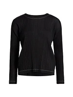 Ramie Pleats Long-Sleeve Top