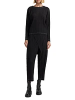 Ramie Pleats Long-Sleeve Top