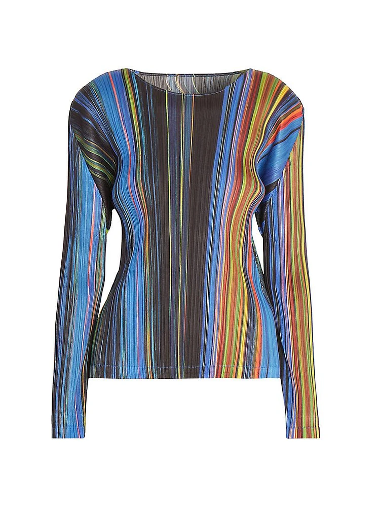 Warp Pleated Long-Sleeve Top