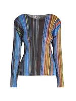 Warp Pleated Long-Sleeve Top