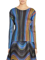 Warp Pleated Long-Sleeve Top