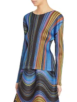 Warp Pleated Long-Sleeve Top