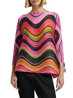 Warp Pleated Striped Top