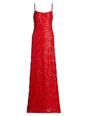 Ila Floral Sequin-Lace Sleeveless Maxi Dress