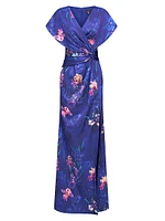 Angelina Floral Satin Fit & Flare Gown
